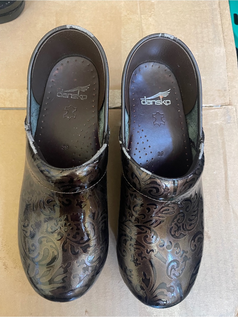 Dansko Women's Metallic Bronze Patterned Clogs
